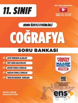 11. Sınıf Coğrafya Konu Özetli Etkinlikli Soru Bankası – Sinan Yaşar, Ramazan Gök – ENS Yayınları kitap kapağı