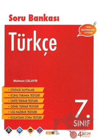 7. Sınıf Türkçe Soru Bankası – Mahmut Celayir – 4 Adım Yayınları kitap kapağı
