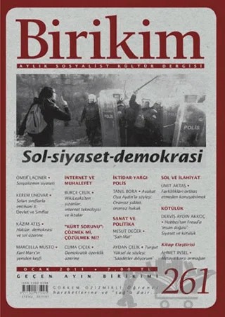 Birikim Aylık Sosyalist Kültür Dergisi Sayı: 261 – Birikim Yayınları kitap kapağı