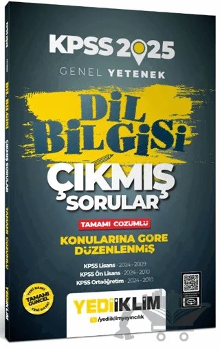 2025 Genel Yetenek Dil Bilgisi Tamamı Çözümlü Çıkmış Sorular – Kolektif – Yediiklim Yayınları kitap kapağı