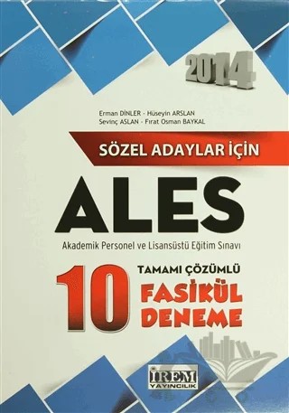 Sözel Adaylar İçin ALES Çözüm Kitabı – Erman Dinler, Fırat Osman Baykal, Hüseyin Arslan, Sevinç Aslan – İrem Yayıncılık kitap kapağı