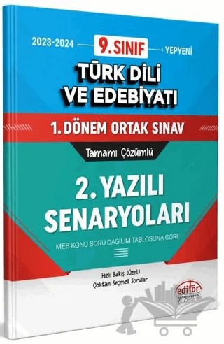 9. Sınıf Türk Dili ve Edebiyatı 1. Dönem Ortak Sınavı 2. Yazılı Senaryoları Tamamı Çözümlü – Kolektif – Editör Yayınevi kitap kapağı