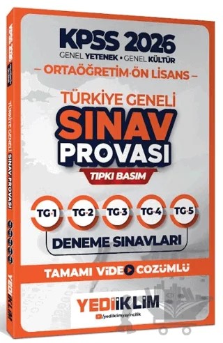 2026 KPSS Ortaöğretim Ön Lisans GY-GK Türkiye Geneli Sınav Provası Tıpkı Basım Deneme Sınavları Tamamı Video Çözümlü – Kolektif – Yediiklim Yayınları kitap kapağı