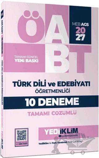 2027 MEB AGS ÖABT Türk Dili ve Edebiyatı Öğretmenliği Tamamı Çözümlü 10 Deneme Sınavı – Kolektif – Yediiklim Yayınları kitap kapağı