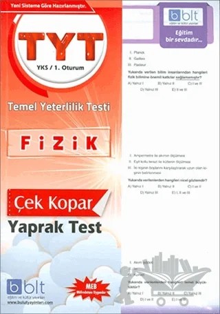 TYT - YKS 1. Oturum Fizik Çek Kopar Yaprak Test – Kolektif – Bulut Eğitim ve Kültür Yayınları kitap kapağı