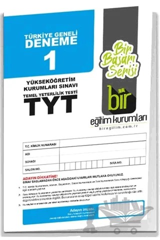 TYT Türkiye Geneli Deneme 1 – Kolektif – Bir Eğitim Kurumları kitap kapağı