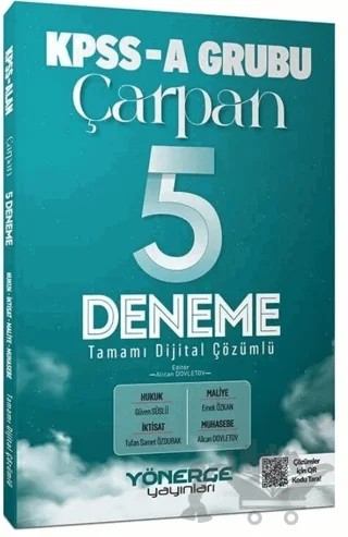 KPSS A Grubu Çarpan 5 Deneme Çözümlü – Alican Dovletov, Güven Süslü, Emek Özkan, Tufan Samet Özdurak – Yönerge Yayınları kitap kapağı