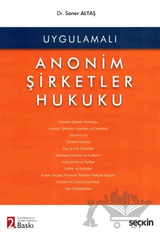 Anonim Şirketler Hukuku – Soner Altaş – Seçkin Yayıncılık kitap kapağı