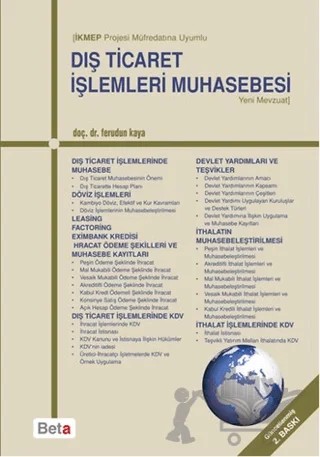 Dış Ticaret İşlemleri Muhasebesi – Ferudun Kaya – Beta Yayınevi kitap kapağı