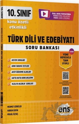 10. Sınıf Türk Dili ve Edebiyatı Etkinlikli Soru Bankası – Mehmet Gönüler, Harun Derin, Mikail Öztaş – ENS Yayınları kitap kapağı