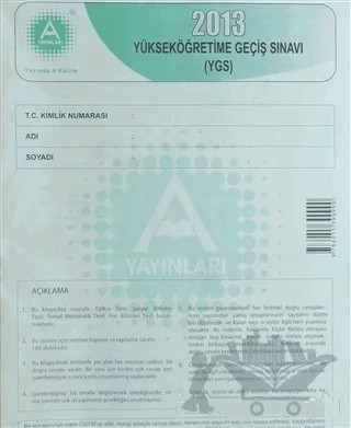 2013 Yüksek Öğretime Geçiş Sınavı (YGS) – Kolektif – A Yayınları kitap kapağı