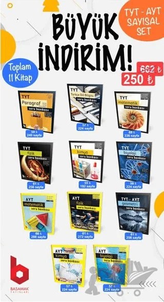 Basamak TYT-AYT Sayısal Soru Bankası Seti (11 Kitap) – Kolektif – Basamak Yayınları kitap kapağı