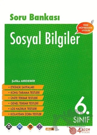 6. Sınıf Sosyal Bilgiler Soru Bankası – Şefika Arıdemir – 4 Adım Yayınları kitap kapağı