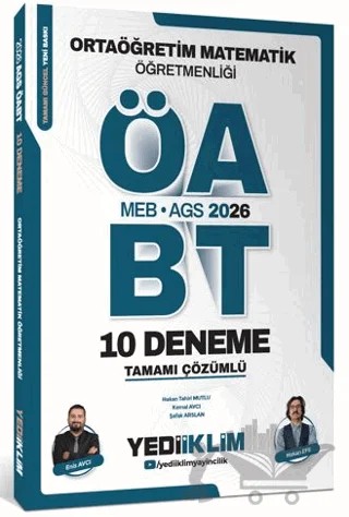 2026 MEB AGS ÖABT Ortaöğretim Matematik Öğretmenliği Tamamı Çözümlü 10 Deneme – Enis Avcı, Hakan Efe – Yediiklim Yayınları kitap kapağı