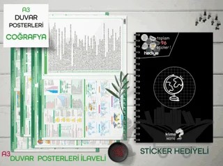 TYT Kareli Coğrafya Okul Defteri Konu Anlatımlı 4 Büyük Poster ve 96 Sticker Hediye 9-10-11-12.Sınıfa Uygun – Kolektif – Kime Note kitap kapağı
