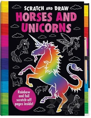 Scratch and Draw - Unicorns and Horses too – Joshua George – IMAGINE THAT kitap kapağı
