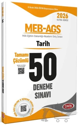 2026 MEB-AGS Tarih Tamamı Çözümlü 50 Deneme Sınavı – Kolektif – Data Yayınları kitap kapağı