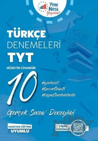 Yeni Nesil YKS TYT Türkçe 10 Deneme Sınavı Video Çözümlü – Hüseyin Cihangir – Yeni Nesil Yayınevi kitap kapağı