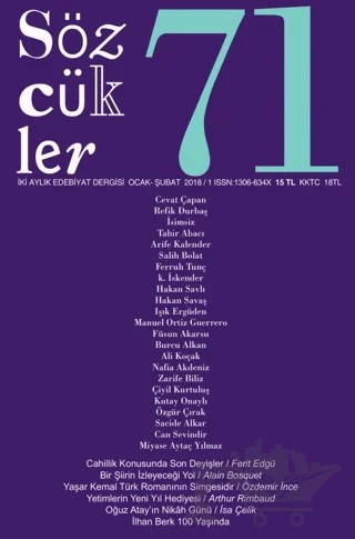 Sözcükler Dergisi Sayı: 71 Ocak - Şubat 2018 – Sözcükler Yayınları kitap kapağı