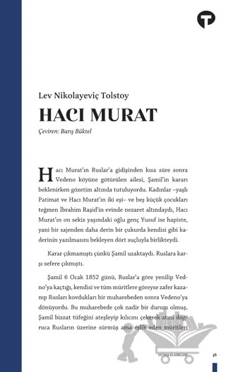Hacı Murat – Lev Nikolayeviç Tolstoy – Turkuvaz Kitap kitap kapağı