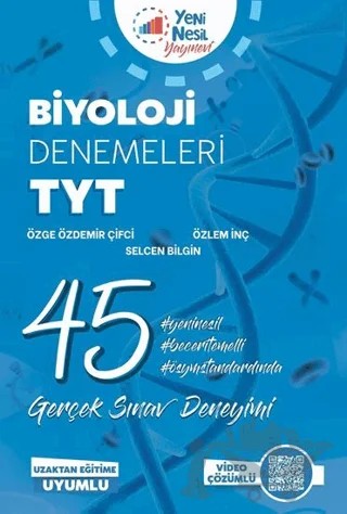 Yeni Nesil YKS TYT Biyoloji 45 Deneme Sınavı Video Çözümlü – Özge Demir Çifci, Özlem İnç, Selcen Bilgin – Yeni Nesil Yayınevi kitap kapağı
