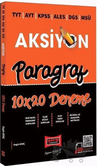 Yargı Yayınları 2022 TYT AYT KPSS ALES DGS MSÜ Aksiyon Paragraf 10x20 Deneme – Engin Genç – Yargı Yayınevi kitap kapağı