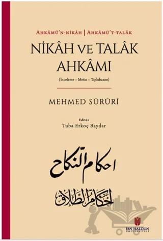Ahkamü'n-nikah Ahkamü't-talak Nikah ve Talak Ahkamı – Mehmed Süruri – İbn Haldun Üniversitesi Yayınları kitap kapağı