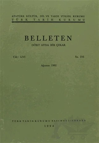 Belleten Sayı: 216 Cilt: 56 – Türk Tarih Kurumu Yayınları kitap kapağı