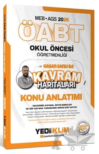 2026 MEB AGS ÖABT Okul Öncesi Öğretmenliği Hasan Sanlı ile Kavram Haritaları Konu Anlatımı – Hasan Şanlı – Yediiklim Yayınları kitap kapağı