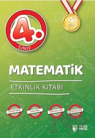 4 Aşamada Etkinlik Kitabı - 4. Sınıf Matematik Etkinlik Kitabı – Kolektif – Teas Press kitap kapağı