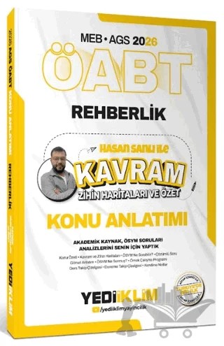 2026 MEB AGS ÖABT Hasan Sanlı ile Rehberlik Kavram Zihin Haritaları ve Özet Konu Anlatımı – Hasan Şanlı – Yediiklim Yayınları kitap kapağı