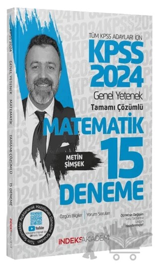 2024 KPSS Matematik 15 Deneme Çözümlü – Metin Şimşek – İndeks Akademi Yayıncılık kitap kapağı