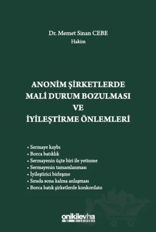 Anonim Şirketlerde Mali Durum Bozulması ve İyileştirme Önlemleri – Memet Sinan Cebe – On İki Levha Yayınları kitap kapağı