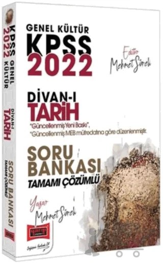 2022 KPSS Genel Kültür Divan-ı Tarih Tamamı Çözümlü Soru Bankası – Mehmet Sürek – Yargı Yayınevi kitap kapağı