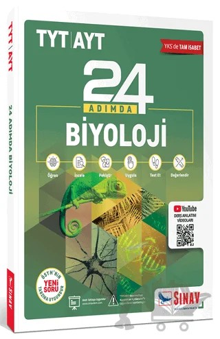 YKS TYT AYT Biyoloji 24 Adımda Konu Anlatımlı Soru Bankası – Kolektif – Sınav Yayınları kitap kapağı