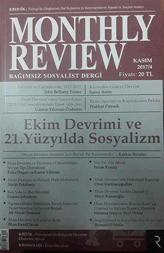 Monthly Review Bağımsız Sosyalist Dergi Kasım 2017 / 4. Sayı – Monthly Review Dergisi kitap kapağı