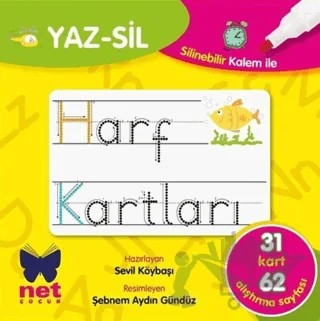 Yaz - Sil Harf Kartları – Sevil Köybaşı – Net Çocuk Yayınları kitap kapağı