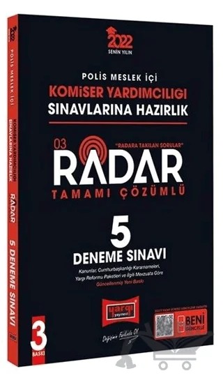 2022 Polis Meslek İçi Komiser Yardımcılığı Sınavlarına Hazırlık Tamamı Çözümlü Radar 5 Deneme – Kolektif – Yargı Yayınevi kitap kapağı
