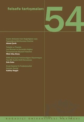 Felsefe Tartışmaları 54 – Kolektif – Boğaziçi Üniversitesi Yayınevi kitap kapağı