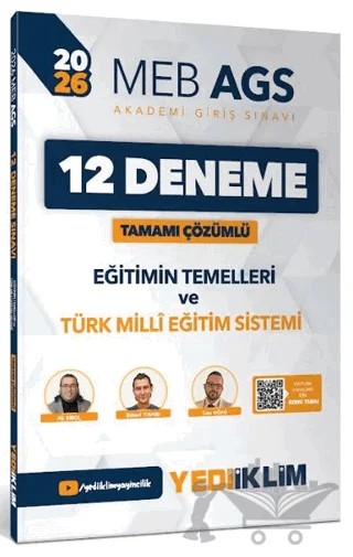 2026 MEB-AGS Eğitimin Temelleri ve Türk Milli Eğitim Sistemi Tamamı Çözümlü 12 Deneme – Ali Birol, Bülent Tanık, Can Köni – Yediiklim Yayınları kitap kapağı