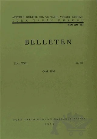 Belleten Sayı: 85 Cilt: 22 – Türk Tarih Kurumu Yayınları kitap kapağı