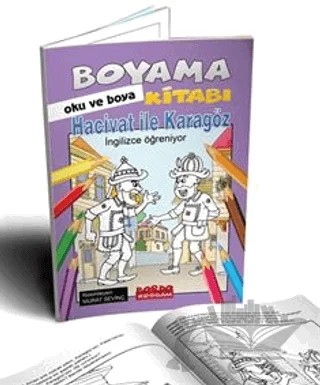Hacivat İle Karagöz İngilizce Öğreniyor Oku ve Boya – Kolektif – Bordo Ressam kitap kapağı
