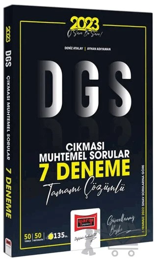 Yargı Yayınları 2023 DGS Çıkması Muhtemel Sorular Tamamı Çözümlü 7 Deneme – Deniz Atalay, Ayhan Adıyaman – Yargı Yayınevi kitap kapağı