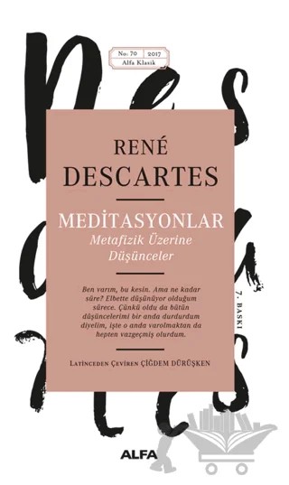 Meditasyonlar – Rene Descartes – Alfa Yayınları kitap kapağı