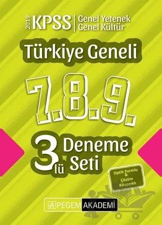 2019 KPSS Genel Yetenek Genel Kültür Türkiye Geneli Deneme (7.8.9) 3'lü Deneme Set – Kolektif – Pegem Akademi Yayıncılık kitap kapağı