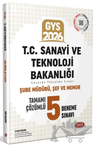 T.C. Sanayi ve Teknoloji Bakanlığı GYS Şube Müdürü - Şef Tamamı Çözümlü 5 Deneme Sınavı – Kolektif – Data Yayınları kitap kapağı