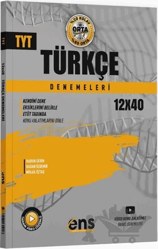TYT Türkçe 12 x 40 Denemeleri – Harun Demir, Hasan Özdemir, Mikail Öztaş – ENS Yayınları kitap kapağı