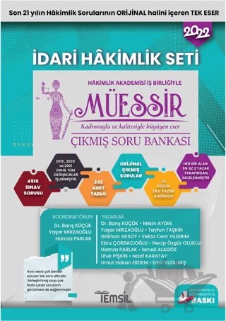 Müessir İdari Hakimlik Seti Çıkmış Soru Bankası – Barış Küçük, Ebru Çorbacıoğlu, Emir Kudubeş, Gökhan Aksoy, Hamza Parlak, İsmail Alagöz, Metin Aydın, Nazif Karatay, Necip Özgür Oluklu, Tayfun Taşkın, Ufuk Pişkin, Umut Hakan Erdem, Yaşar Mirzaoğlu, Yekta Cem Yıldırım – Temsil Kitap kitap kapağı