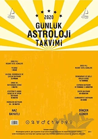 2020 Günlük Astroloji Takvimi – Dinçer Güner, Naz Bayatlı – Destek Yayınları kitap kapağı