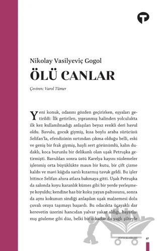 Ölü Canlar – Nikolay Vasilyeviç Gogol – Turkuvaz Kitap kitap kapağı